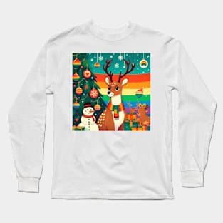 Queer deer, christmas tree with gift Long Sleeve T-Shirt